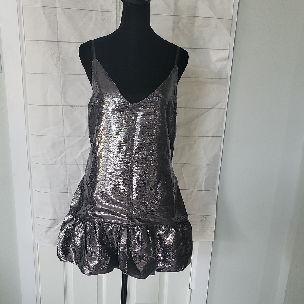 Forever 21 Gunmetal Sequin V-Neck Dress